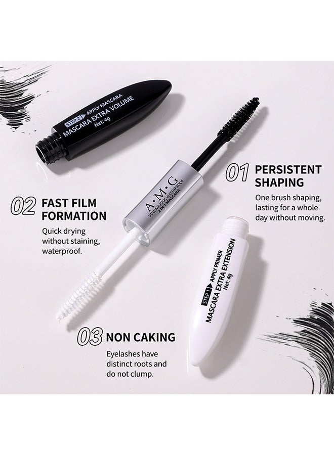 A.M.G Voluminous Waterproof 2 In 1 Mascara, Makeup Double Extend Tubing Mascara, Lengthening 2 Step Mascara, Smudgeproof 4g+4g - Image 4